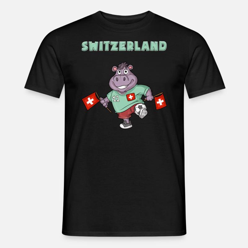 Schweizer Fans / Schweiz Nilpferd - Männer T-Shirt - Schwarz