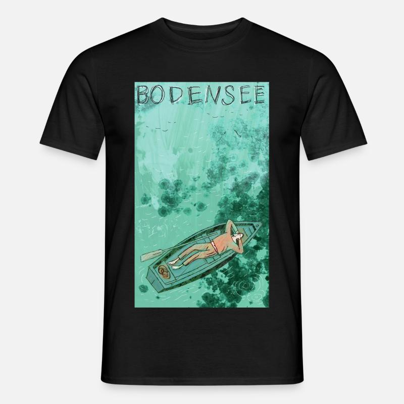 Bodensee Boottraum Illustration - Männer T-Shirt - Schwarz