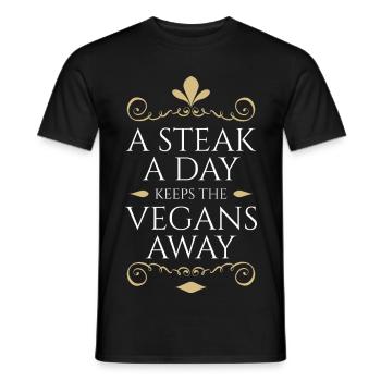 Anti Vegan Fancy Steak Gold - Men's T-Shirt - black - Front - AI Model Male 178 light (178cm)