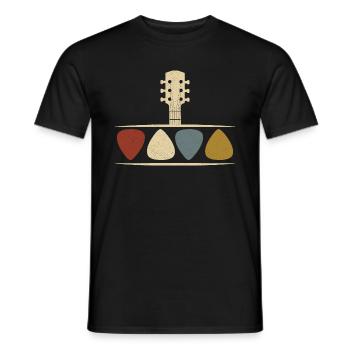 Vintage Guitar Pick Guitarist Gift - Men's T-Shirt - black - Front - AI Model Male 178 light (178cm)