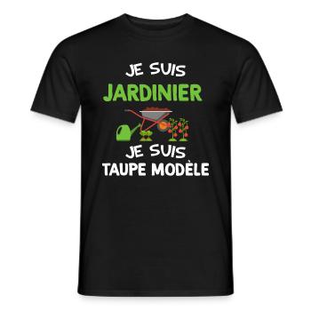 Je suis jardinier je suis taupe modèle Jardin - T-shirt homme - noir - Devant - AI Model Male 178 light (178cm)