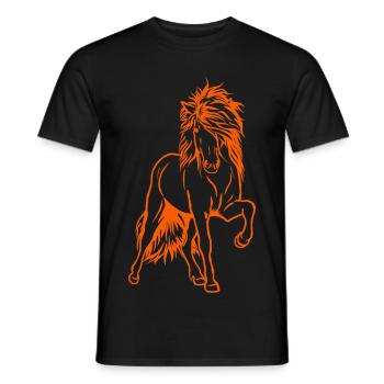Étalon d’Islande en orange - T-shirt homme - noir - Devant - AI Model Male 178 light (178cm)