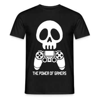 White Gamer Skull - Men's T-Shirt - black - Front - AI Model Male 178 light (178cm)