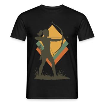 archery bow target archer silhouette - Men's T-Shirt - black - Front - AI Model Male 178 light (178cm)