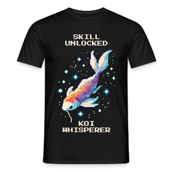 Skill freigeschaltet: Koi-Flüsterer | Koi Teich - Männer T-Shirt - Schwarz - Vorne - AI Model Male 178 light (178cm)