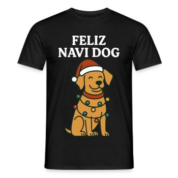 Feliz Navi Chien Père Noël Vacances Fun - T-shirt homme - noir - Devant - AI Model Male 178 light (178cm)