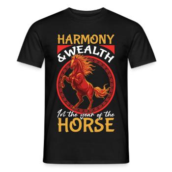 Jahr des Pferdes Chinesisches Neujahr 2026 - Männer T-Shirt - Schwarz - Vorne - AI Model Male 178 light (178cm)