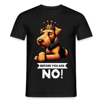 Avant de demander aux Airedale Terrier Airedales - T-shirt homme - noir - Devant - AI Model Male 178 light (178cm)