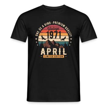 Millésime Anniversaire Avril 1971 April 1971 - T-shirt homme - noir - Devant - AI Model Male 178 light (178cm)