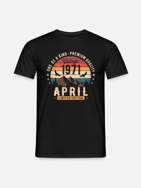 Vintage Anniversary April 1971 April 1971 - Men's T-Shirt - black