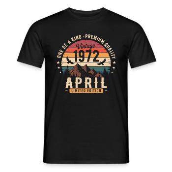 Millésime Anniversaire Avril 1972 April 1972 - T-shirt homme - noir - Devant - AI Model Male 178 light (178cm)