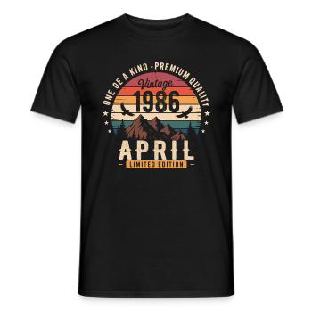 Vintage-Jubiläum April 1986 April 1986 - Männer T-Shirt - Schwarz - Vorne - AI Model Male 178 light (178cm)
