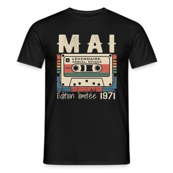 Mai 1983 - T-shirt homme - noir - Devant - AI Model Male 178 light (178cm)