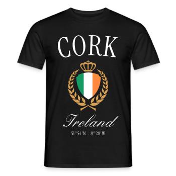 Couronne d’armoiries d’Irlande de Cork – Souvenir de voyage - T-shirt homme - noir - Devant - AI Model Male 178 light (178cm)