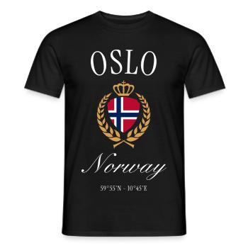 Oslo Norwegen Wappen Krone – Reise Souvenir - Männer T-Shirt - Schwarz - Vorne - AI Model Male 178 light (178cm)