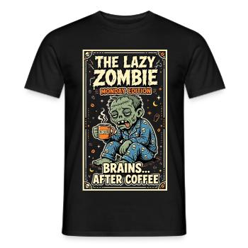 Humour de café du Lundi-zombie paresseux - T-shirt homme - noir - Devant - AI Model Male 178 light (178cm)