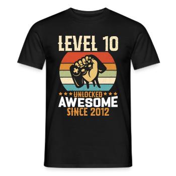 Level 10 Year Unlocked Gaming Birthday Gift - Men's T-Shirt - black - Front - AI Model Male 178 light (178cm)