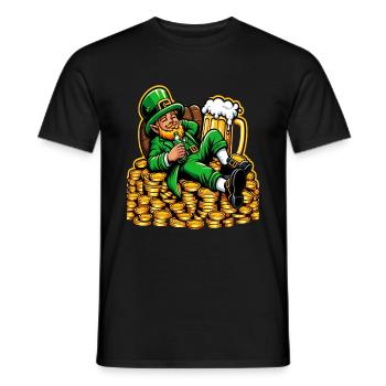 Entspannter Leprechaun (Irischer Kobold) - Männer T-Shirt - Schwarz - Vorne - AI Model Male 178 light (178cm)