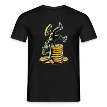 Coin-Stacking Leprechaun (Irish Leprechaun) - Men's T-Shirt - black - Front - AI Model Male 178 light (178cm)