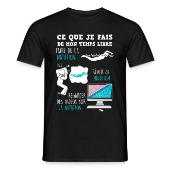 Idée cadeau sport natation passion - T-shirt homme - noir - Devant - AI Model Male 178 light (178cm)