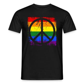 Peacezeichen Regenbogen - Männer T-Shirt - Schwarz - Vorne - AI Model Male 178 light (178cm)