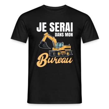 Je serai dans mon bureau tractopelle - T-shirt homme - noir - Devant - AI Model Male 178 light (178cm)