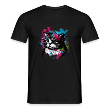 Aquarell süßes Kätzchen - Männer T-Shirt - Schwarz - Vorne - AI Model Male 178 light (178cm)