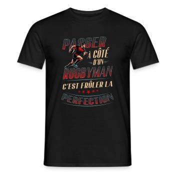 Rugby - Rugbyman Rouge et Noir - T-shirt homme - noir - Devant - AI Model Male 178 light (178cm)