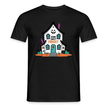 Home Sweet Fright - Spooky Halloween House - Men's T-Shirt - black - Front - AI Model Male 178 light (178cm)