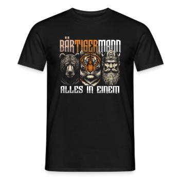 Bärtigermann Bär Tiger Mann Geschenk Bart Sprüche - Männer T-Shirt - Schwarz - Vorne - AI Model Male 178 light (178cm)