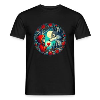 Eventyr Rødhætte Ulv Børns hjerte Dyrevelfærd - Mænd T-shirt - sort - Foran - AI Model Male 178 light (178cm)