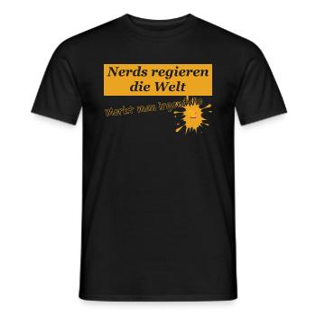 Nerds regieren Mit Klecks un transparenter Schrift - Männer T-Shirt - Schwarz - Vorne - AI Model Male 178 light (178cm)
