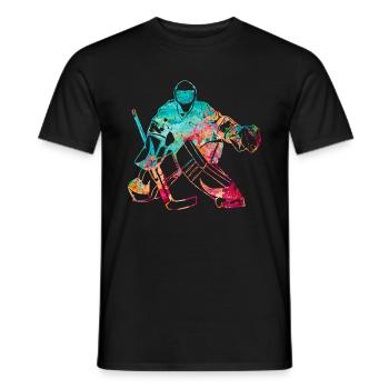 Cool ice hockey goalkeeper - Men's T-Shirt - black - Front - AI Model Male 178 light (178cm)