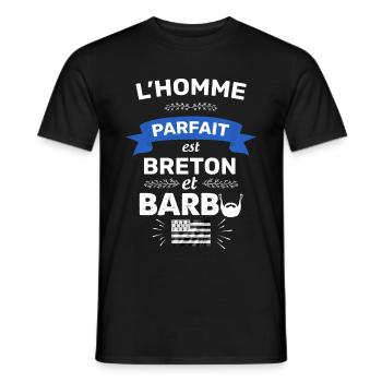 Breton barbu, Bretagne fierté - T-shirt homme - noir - Devant - AI Model Male 178 light (178cm)