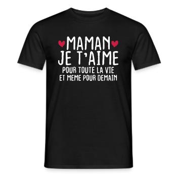 Maman je t'aime pour toute la vie - T-shirt homme - noir - Devant - AI Model Male 178 light (178cm)
