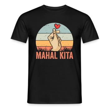Mahal Kita Retro Pinoy Finger Heart For A Filipino - Men's T-Shirt - black - Front - AI Model Male 178 light (178cm)