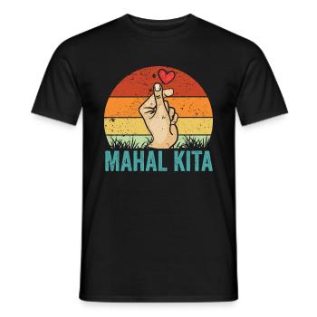 Vintage Mahal Kita Pinoy Finger Heart For Filipino - Men's T-Shirt - black - Front - AI Model Male 178 light (178cm)