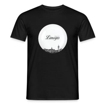 porcelaine de Limoges - T-shirt homme - noir - Devant - AI Model Male 178 light (178cm)