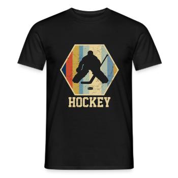 Hockey Torwart - Eishockey Vintage Retro Geschenk - Männer T-Shirt - Schwarz - Vorne - AI Model Male 178 light (178cm)