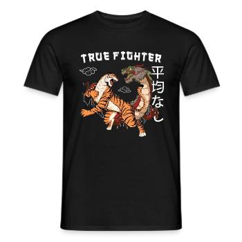 Vintage Dragon Tiger 90s vintage Japan Fighter - Men's T-Shirt - black - Front - AI Model Male 178 light (178cm)