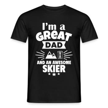 I'm a great dad and a strong skier - Men's T-Shirt - black - Front - AI Model Male 178 light (178cm)