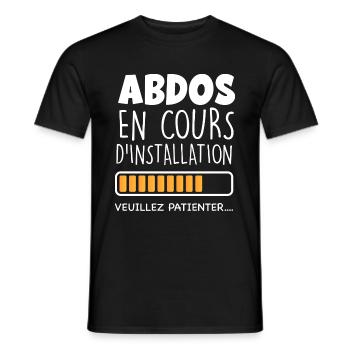 Téléchargement abdos en cours - T-shirt homme - noir - Devant - AI Model Male 178 light (178cm)
