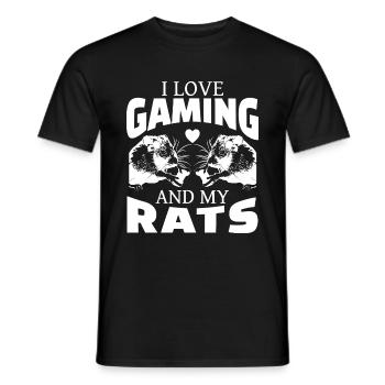 I Love Gaming And My Rats Shirt funny cute - Men's T-Shirt - black - Front - AI Model Male 178 light (178cm)
