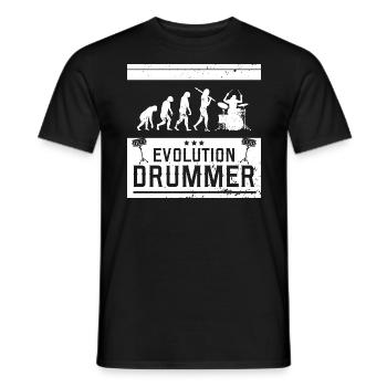 Evolution Drummer | Schlagzeug Musikinstrument - Männer T-Shirt - Schwarz - Vorne - AI Model Male 178 light (178cm)