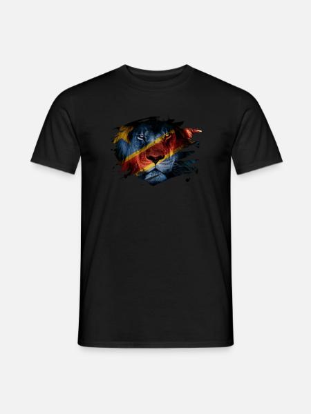 DR Congo Flag & African Lion Picture - Men's T-Shirt - black