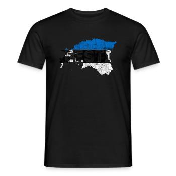 Estland Karte Form und Flagge - Männer T-Shirt - Schwarz - Vorne - AI Model Male 178 light (178cm)