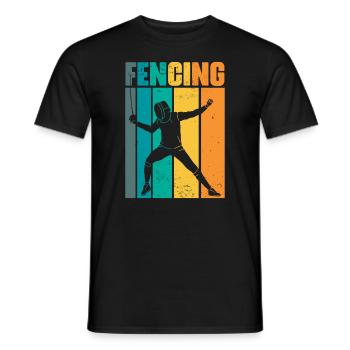 Vintage Fencing Funny Sword Fight Sports Humor - Men's T-Shirt - black - Front - AI Model Male 178 light (178cm)