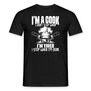 Je ne m’arrête pas quand je suis fatigué Fun Culinaire - T-shirt homme - noir - Devant - AI Model Male 178 light (178cm)