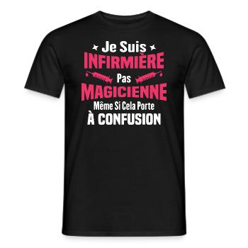 Humour Cadeau Je suis infirmière pas magicienne - T-shirt homme - noir - Devant - AI Model Male 178 light (178cm)