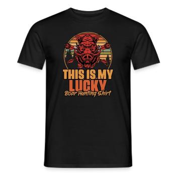 This Is My Lucky Funny Wild Boar Hunting Humor - Men's T-Shirt - black - Front - AI Model Male 178 light (178cm)